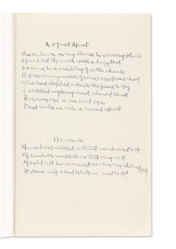 FROST, ROBERT. Autograph Manuscript Signed and Inscribed, A Preview / for Nita and Doc / from / R.F. / After a good Bread Loaf / 1946,
